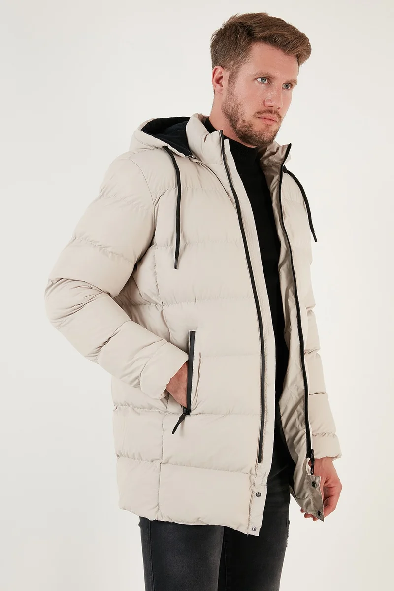 بوراتي Slim Fit Water and Wind Resistant Removable Hooded Puffer Coat Men's Coat 649009