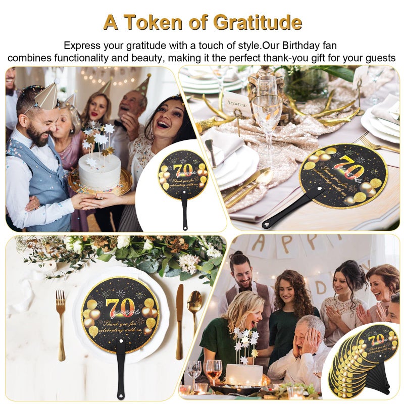 TYHBO 70th Birthday Party Favors Birthday Fans, 70th Birthday Fans for Guest, 70th Birthday Decorations, 70th Birthday Souvenirs for Guests, Bulk Plastic Fans(50 PCS) - Image 5