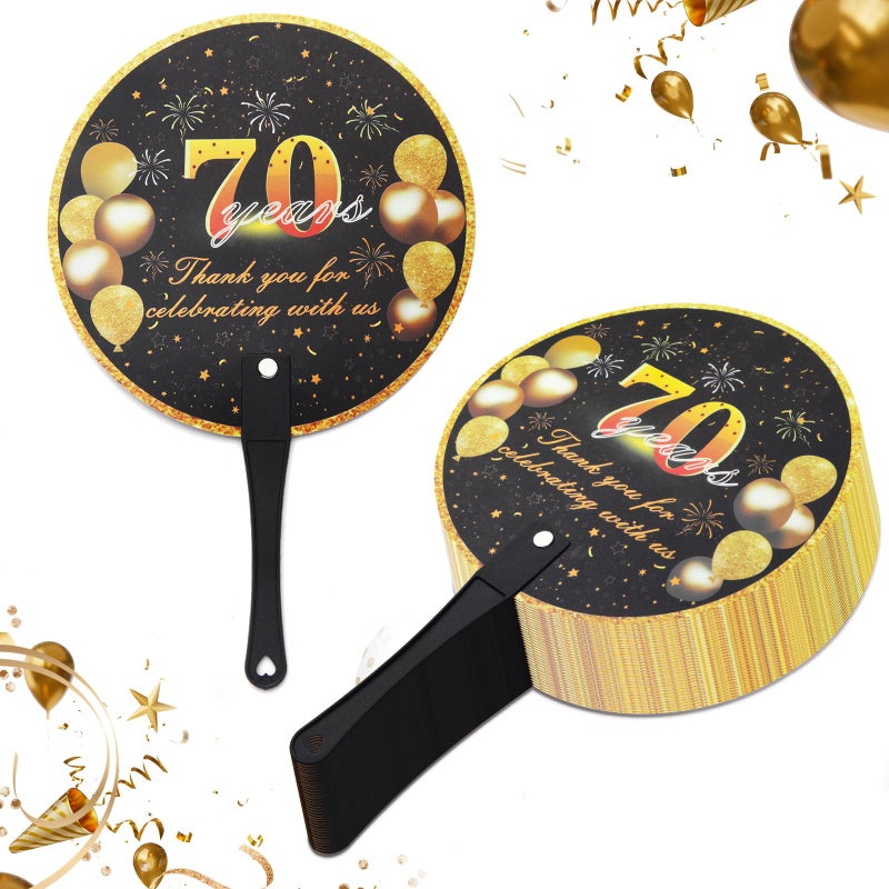 TYHBO 70th Birthday Party Favors Birthday Fans, 70th Birthday Fans for Guest, 70th Birthday Decorations, 70th Birthday Souvenirs for Guests, Bulk Plastic Fans(50 PCS) - Image 1