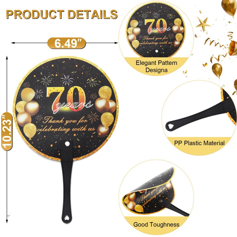 TYHBO 70th Birthday Party Favors Birthday Fans, 70th Birthday Fans for Guest, 70th Birthday Decorations, 70th Birthday Souvenirs for Guests, Bulk Plastic Fans(50 PCS) - Image 3