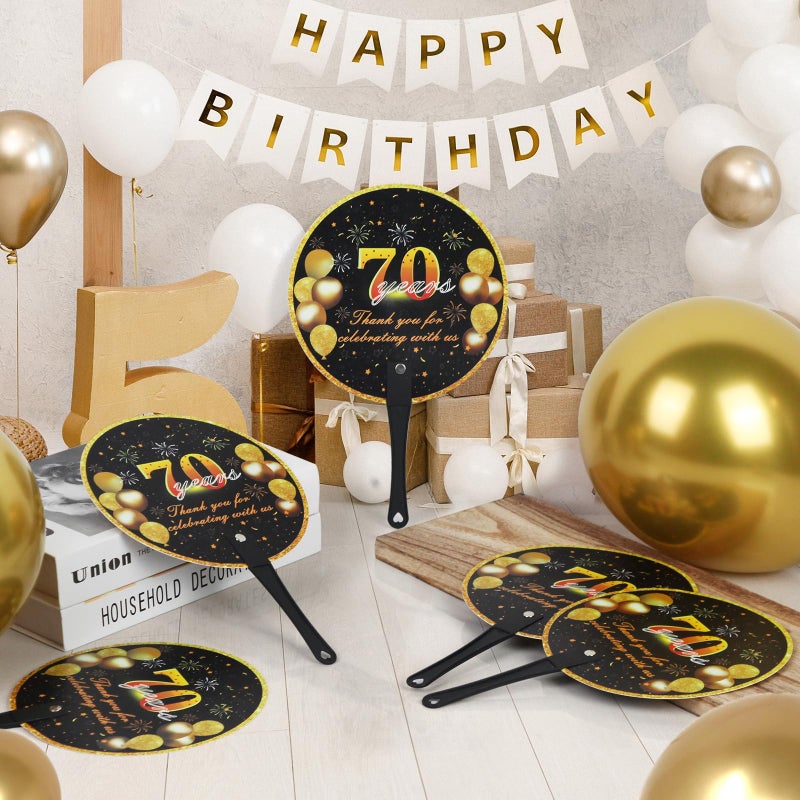 TYHBO 70th Birthday Party Favors Birthday Fans, 70th Birthday Fans for Guest, 70th Birthday Decorations, 70th Birthday Souvenirs for Guests, Bulk Plastic Fans(50 PCS) - Image 2