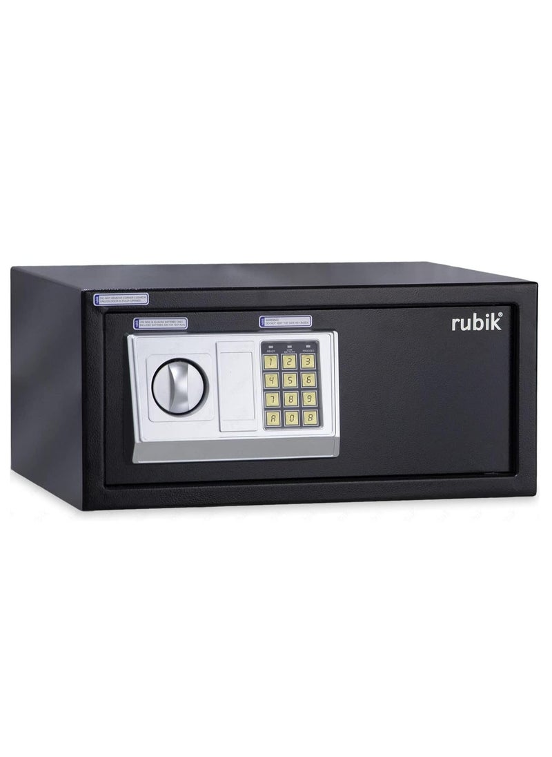 Rubik Safe Box with Digital Pin Code & Key Lock for A4 Documents Laptop Tablets Camera Cash Jewelry Home Hotel Office Security RB-20EDW (Size, 20x43x35cm) Black  - Image 1