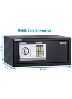 Rubik Cabinet Safe Box with Key & Pin Code, Programmable Wide Safety Vault For Home Office (43x35x20cm) Black  - Image 3