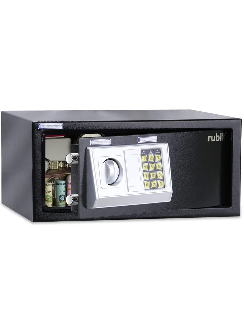 Rubik Safe Box with Digital Pin Code & Key Lock for A4 Documents Laptop Tablets Camera Cash Jewelry Home Hotel Office Security RB-20EDW (Size, 20x43x35cm) Black  - Image 2