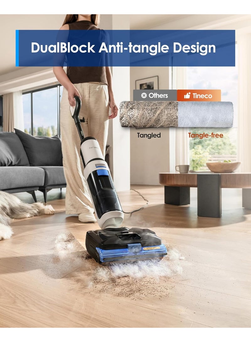 Tineco Floor One S6 Stretch Steam Corded Wet Dry Vacuum Steam Mop All-in-One, BoostSteam, 160℃ High-temp Steam Cleaning, 180° Lay-Flat, Anti-Tangle Design, FlashDry Self-cleaning 1 L 1440 W SW151100AE White - Image 4