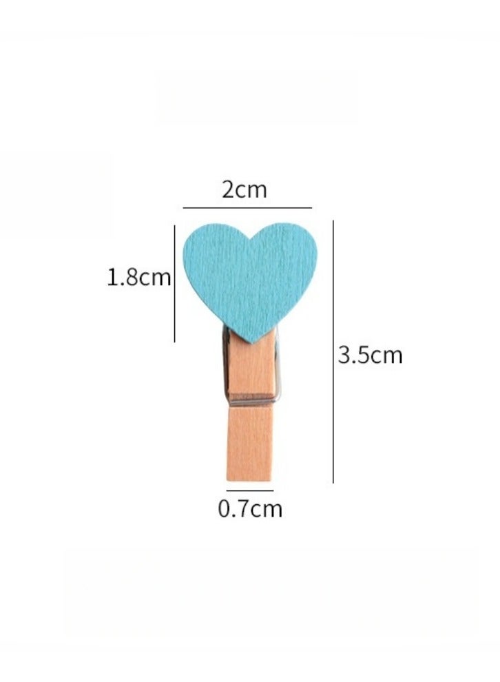50-Pieces Pink Heart Shape Wooden Photo Clips,Mini Clothes Pins for Photo,with 5M Twine String for Hanging Pictures - Image 3