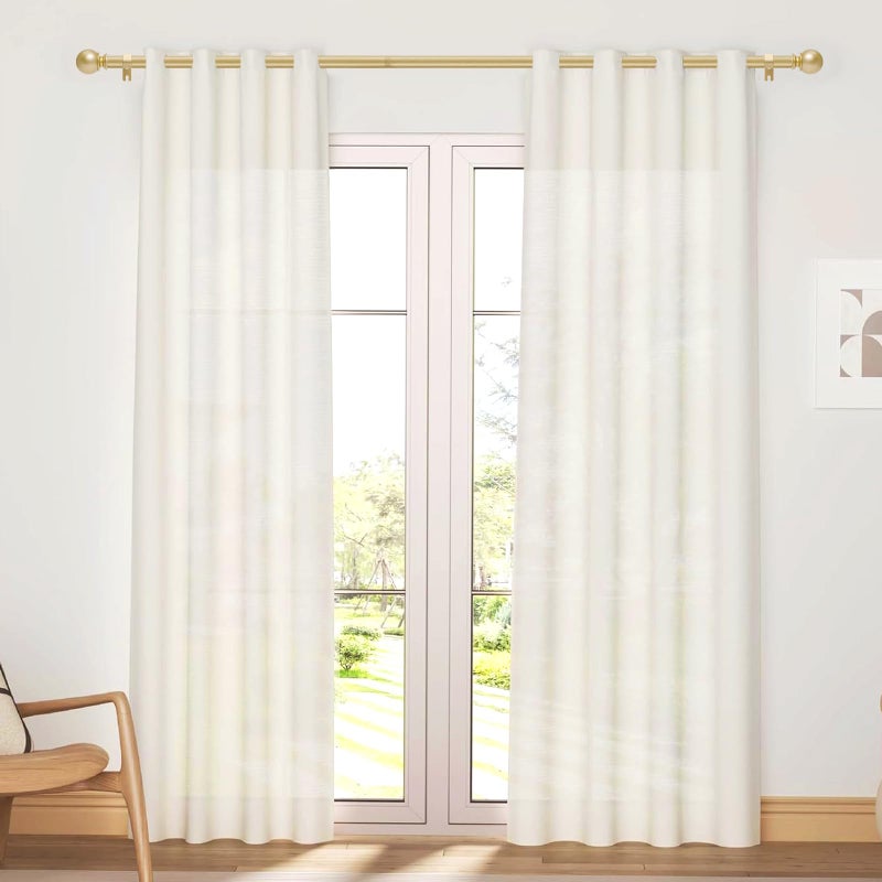 Poskena Gold Curtain Rod for Windows 28 to 48 Inch,2 Pack 5/8 Inch Diameter Adjustable Rod With Brackets,Heavy Duty Easy to Install Outdoor Curtain Rods for Bedroom,Patio - Image 2
