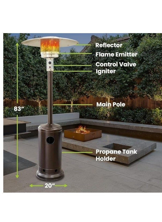Gas Patio Heater – Outdoor Propane Heater with Overheat Protection | Standing Heater with Wheels | Ideal for Garden, Patio & Garage - Image 3
