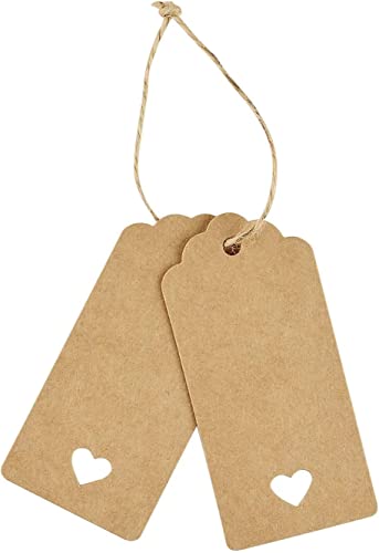 Yixiang Gift Tags,100 PCS Kraft Paper Gift Tags with Free 100ft(30m) Natural Jute Twine for Christmas Holiday Gifts Wedding Favors Art Craft - Image 3