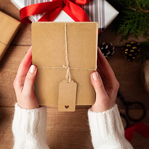 Yixiang Gift Tags,100 PCS Kraft Paper Gift Tags with Free 100ft(30m) Natural Jute Twine for Christmas Holiday Gifts Wedding Favors Art Craft - Image 4
