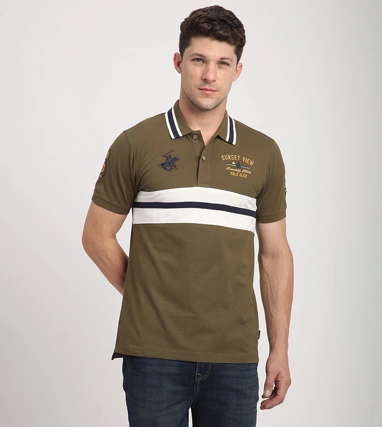 Logo Embroidered Color Block Polo T-Shirt