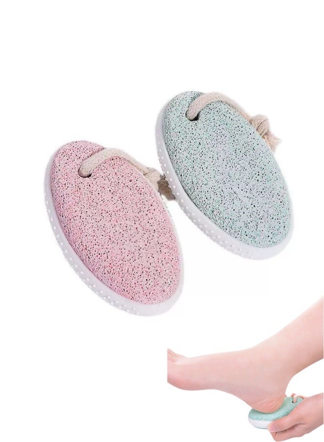 Natural Foot File Pumice Stone for Feet, 2-Pack Professional Foot Scrubber Pedicure Tools, Hard Skin Callus Remover for Men/Women Feet and Hands, Foot File Exfoliation to Remove Dead Skin, Pink and Blue