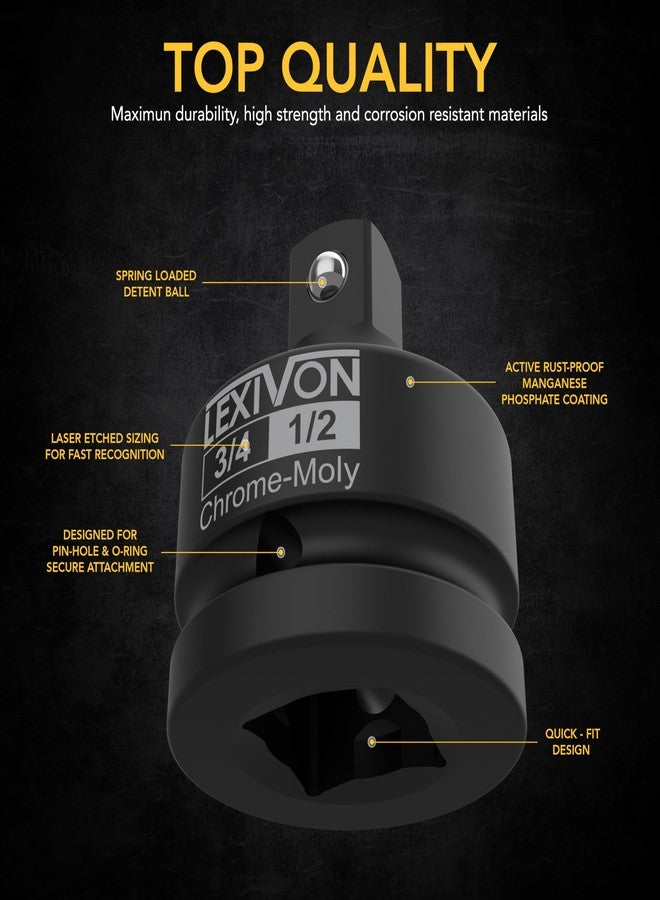 LEXIVON 3/4-Inch Impact Socket Adapter, 3/4" Female x 1/2" Male Reducer | Chrome-Molybdenum alloy steel = Fully Impact Rated (LX-402) - Image 3