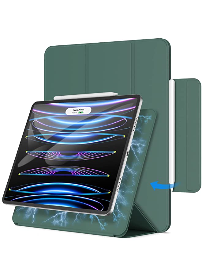 Jetech Magnetic Case for iPad Pro 12.9 Inch 2022/2021/2020/2018 (6th/5th/4th/3rd Generation), Pencil 2nd Charging, Magnetic Attachment, Cover Auto Wake/Sleep (Misty Blue) - Image 1