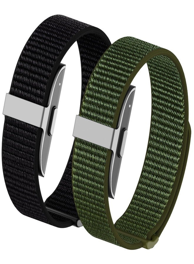 Vigamen 2 Pack Nylon Loop Sport Hume Band Replacement Strap Compatible with Hume Health Band,Adjustable Soft Wrist Band For Women Men,Breathable Wristband for Hume Bands Fitness Tracker,Black+Army Green - Image 1