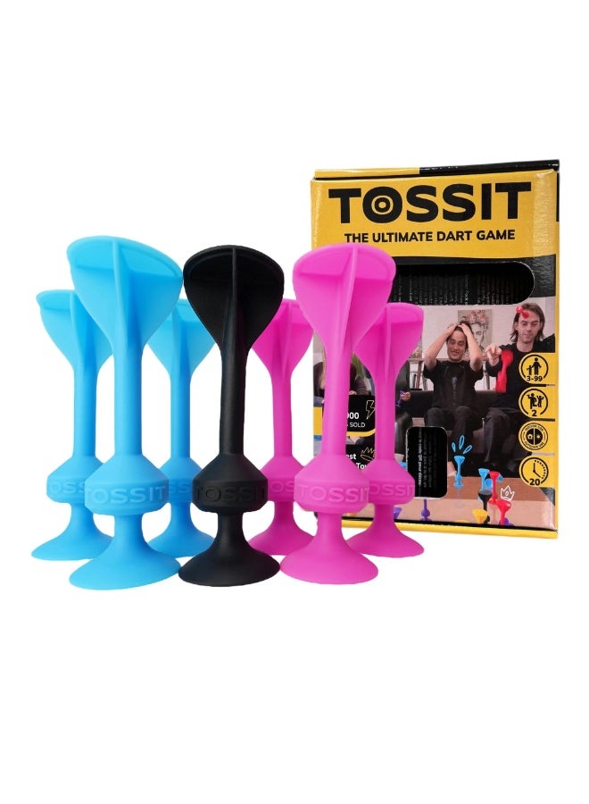 توسيت TOSSIT Game: Pink and Blue Perfect Silicone Suction Cup Dart Game For Family And Parties, Sticky Dart Shooting Game For Indoor And Outdoor Fun, Perfect Gift - Starter Pack - Image 1