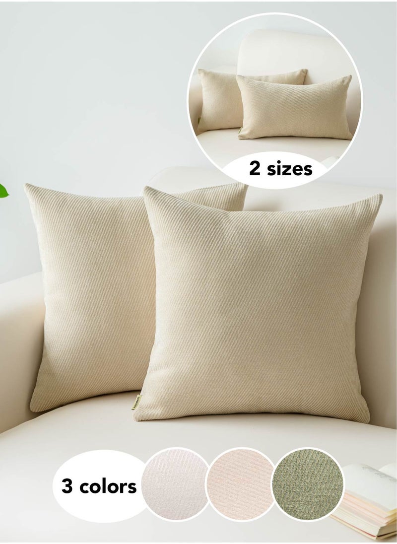 a moment - Pack of 2 Decorative Chenille Cushion Cover Throw Pillow Covers with Twill Cushion Covers for Sofa Living Room Couch Bed Beige - Image 1