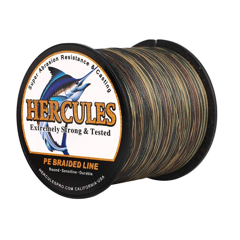 HERCULES Super Cast 500M 547 Yards Braided Fishing Line 60 LB Test for Saltwater Freshwater PE Braid Fish Lines Superline 8 Strands - Camo, 60LB (27.2KG), 0.40MM - Image 1