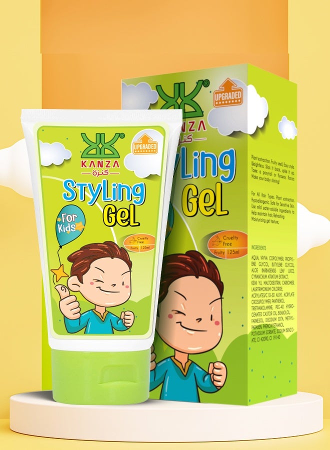 Kanza 125ml Hair Styling Gel for Kids Plant Based Hair Styling Gel for Toddlers Kids Babies Natural Safe for Small Boys & Girls with No Sulfates & Cruelty Free Gel Suitable for All Hair Types - Image 1