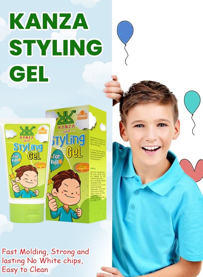 Kanza 125ml Hair Styling Gel for Kids Plant Based Hair Styling Gel for Toddlers Kids Babies Natural Safe for Small Boys & Girls with No Sulfates & Cruelty Free Gel Suitable for All Hair Types - Image 2