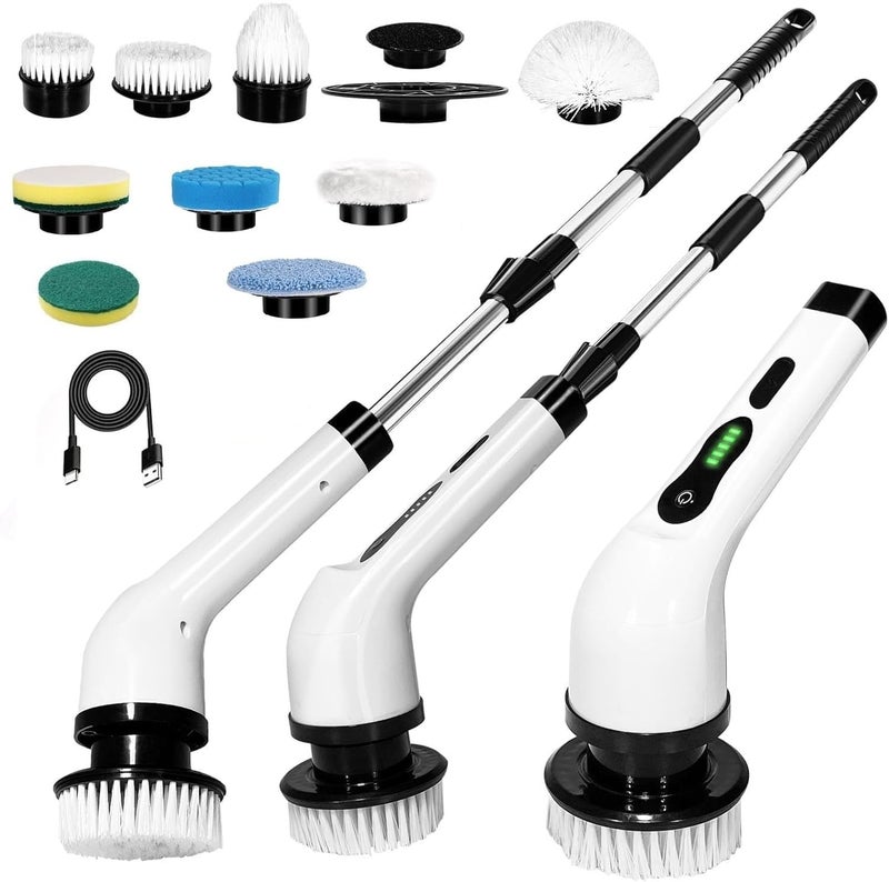 Naitik Creation 9-in-1 Electric Spin Scrubber Cordless | Rechargeable Bathroom Power Brush with LED Display & Long Handle - Image 1