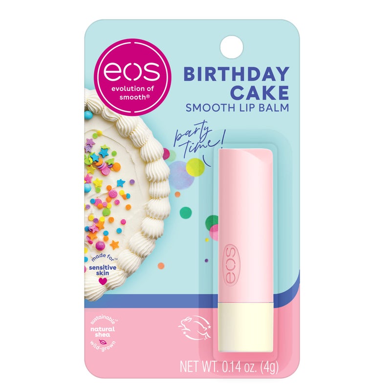 eos Natural Shea Lip Balm- Birthday Cake, All-Day Moisture Lip Care Products, 0.14 oz - Image 1
