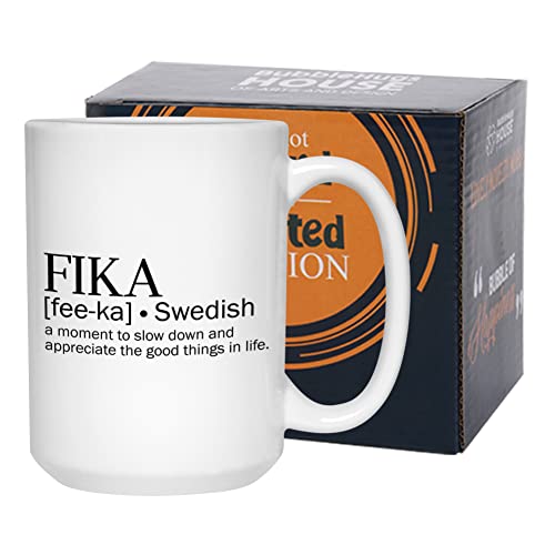 Bubble Hugs Encouragement Coffee Mug 15 oz White, Fika Swedish A Moment To Slow Down Appreciation - Image 1