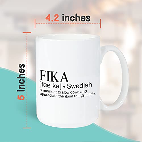 Bubble Hugs Encouragement Coffee Mug 15 oz White, Fika Swedish A Moment To Slow Down Appreciation - Image 4