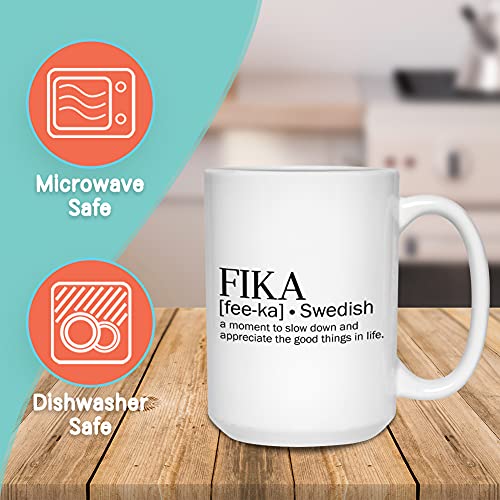 Bubble Hugs Encouragement Coffee Mug 15 oz White, Fika Swedish A Moment To Slow Down Appreciation - Image 2