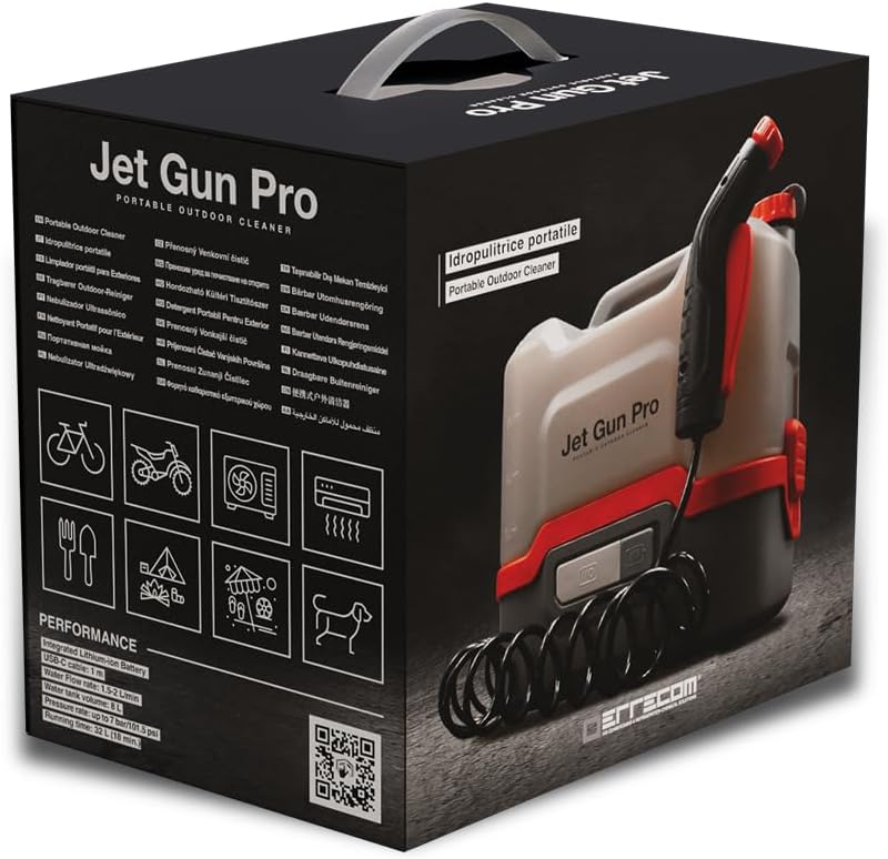 ERRECOM Jet Gun PRO, Portable High Pressure Cleaner, 8 L Water Tank, 3 m Spiral Hose, 2.1 kg - Image 3