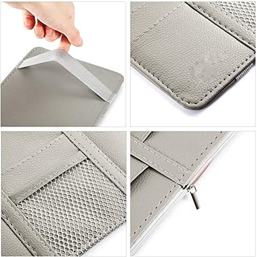 KeepCart PU Leather Multi-Function Car Space Sun Visor Organizer Hanging Phone Storage Pouch Holder (Brown) - Image 4