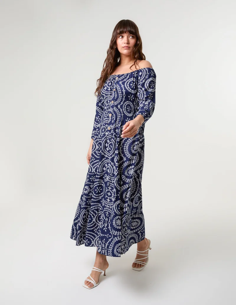 بلو فانيلا Bardot Coconut Button Maxi Dress