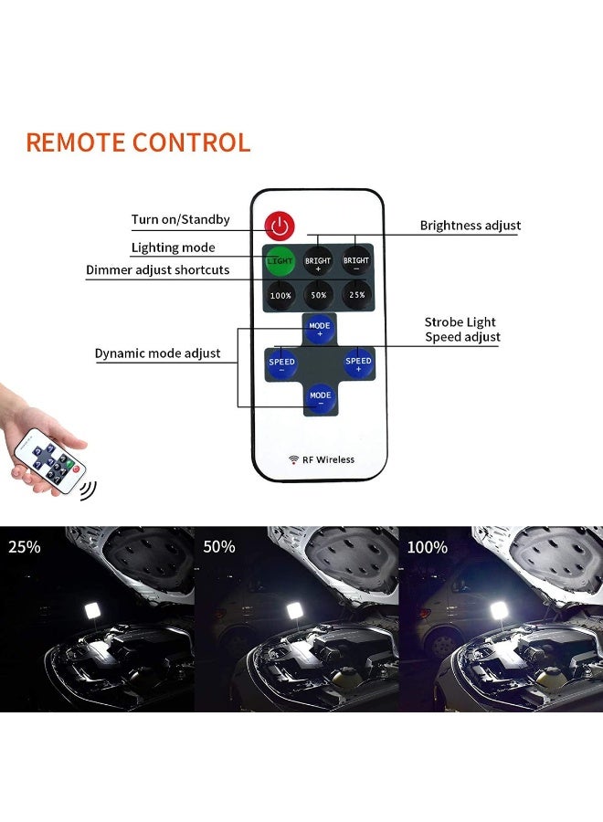 360 ديجري لايت مصباح عمل 360 درجة 400 واط COB LED مصباح محمول فائق السطوع مع قاعدة مغناطيسية، جهاز تحكم عن بعد RF، كابل طاقة 5 أمتار، مشبك بطارية سيارة 12 فولت ومحول ولاعة سجائر للتخييم والطوارئ وإصلاح السيارات وإضاءة المرآب الخارجية متعددة الأغراض - Image 4