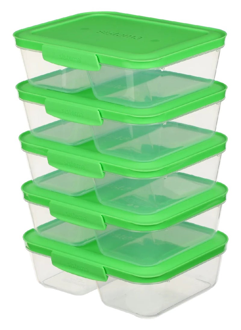 sistema - Sistema 870ML Meal Prep Nest IT Set of 5 : Meal Prep Container - Lunch Container - Portable - Leak-proof - BPA-free - Image 1