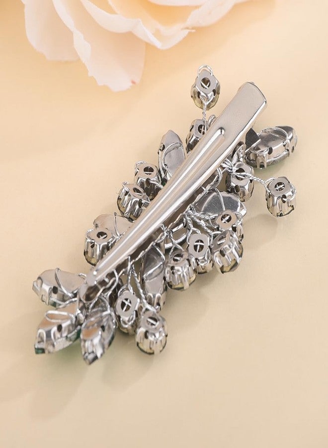 BERYUAN Teardrop Crystal Rhinestone Hair Clips Women Wedding Rhinestone Hair Clips Rhinesotne Crystal Handmade Wedding Headpiece for Women (peacock green) - Image 5