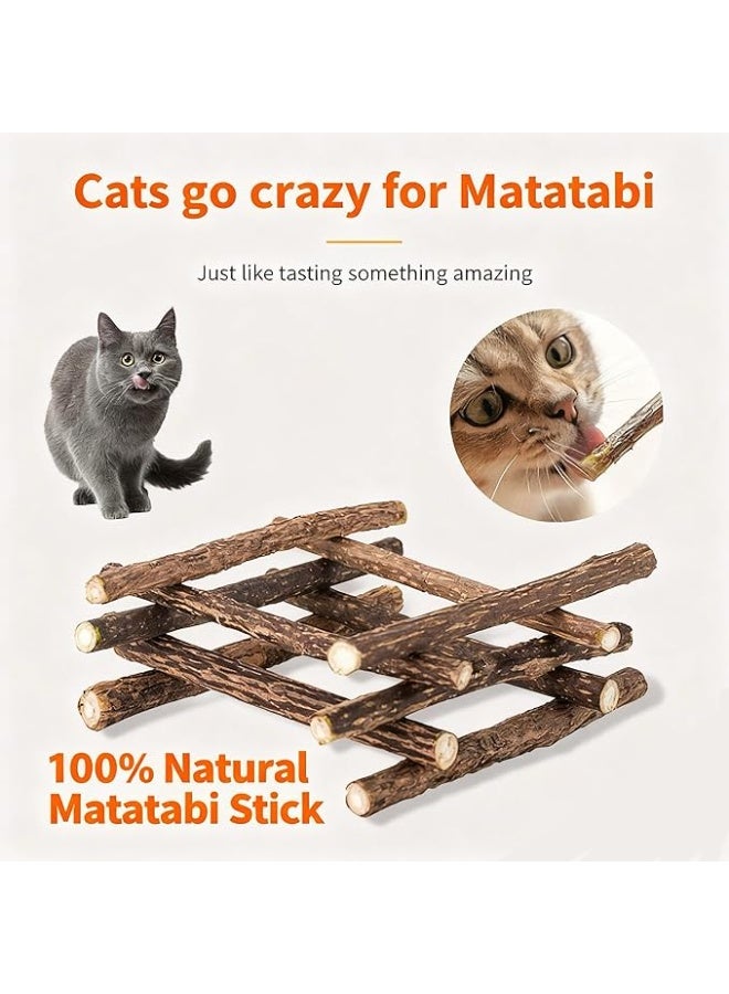 UREVO 10pcs Catnip Dental Chew Sticks for Cats – Natural Wood Catnip Teething Chew Toys, Dental Care & Entertainment for Cats - Image 2