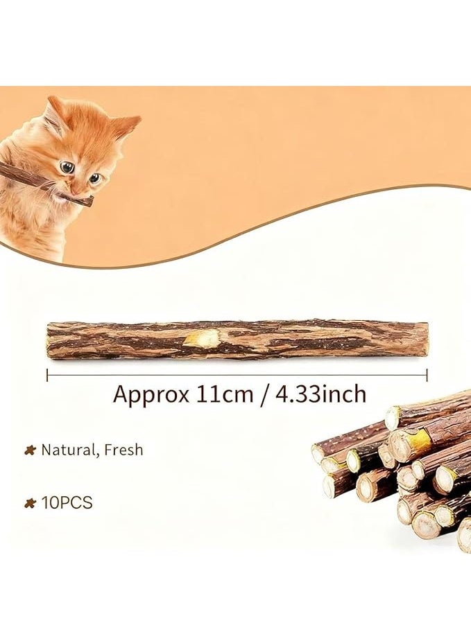 UREVO 10pcs Catnip Dental Chew Sticks for Cats – Natural Wood Catnip Teething Chew Toys, Dental Care & Entertainment for Cats - Image 4