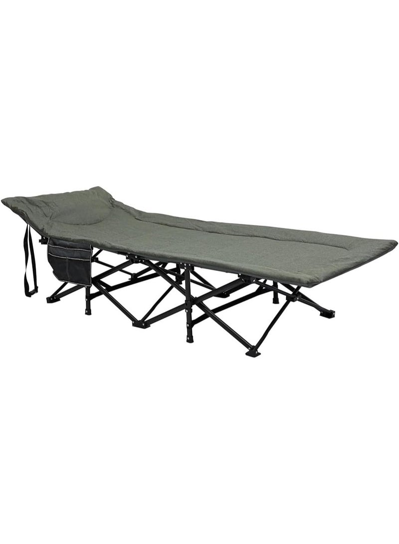 Multi Home Furniture Dark Grey Folding Camping Bed with Padded Mattress | Portable Heavy-Duty 185×70×40 cm Outdoor Folding Bed with Side Pocket | Foldable Bed for Camping, Hiking, Beach & Desert Trips - Image 1