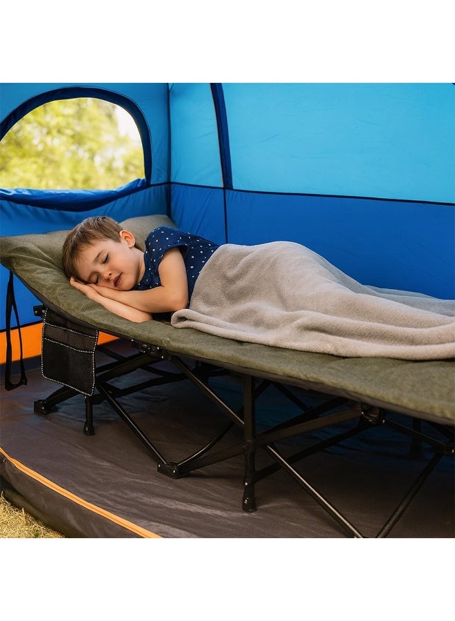 Multi Home Furniture Dark Grey Folding Camping Bed with Padded Mattress | Portable Heavy-Duty 185×70×40 cm Outdoor Folding Bed with Side Pocket | Foldable Bed for Camping, Hiking, Beach & Desert Trips - Image 2