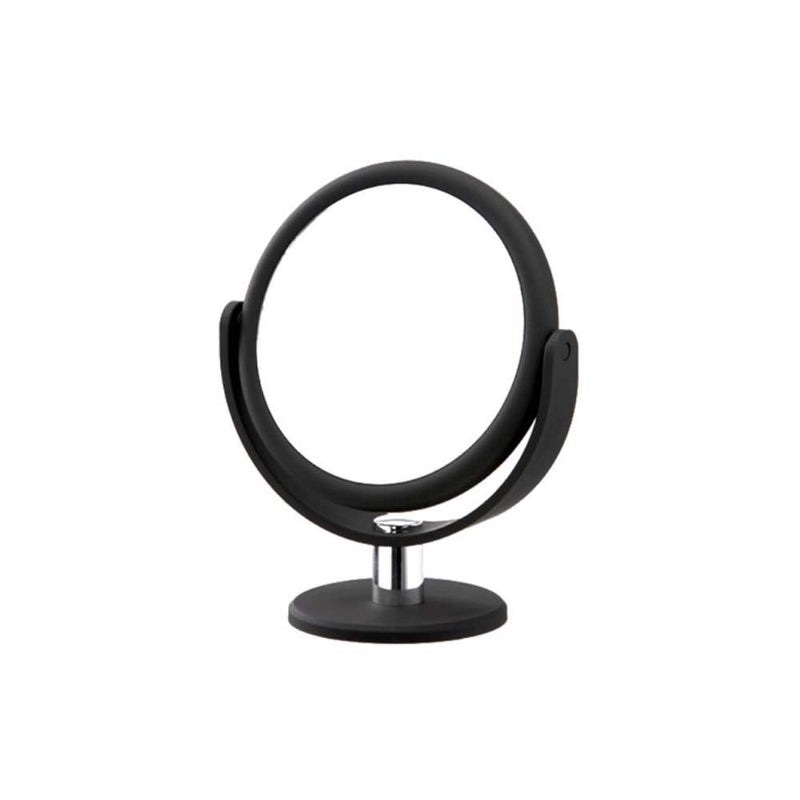 Danielle Creations 6.75-Inch Portable Two-Sided Vanity Round Vanity Makeup Mirror  No-Slip Soft Touch With 360 Rotation  12X Magnification  Midnight Matte Black - Image 1