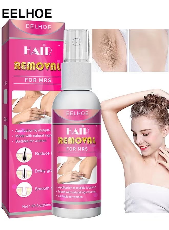 EELHOE Hair Removal Spray For Women, Painless Hair Removal Spray Armpit Gentle Hair Remover Refreshing Quick Hair Removal Spray, Gentle And Skin Friendly, Natural Ingredient Hair Removal Spray For Women 50ML - Image 1