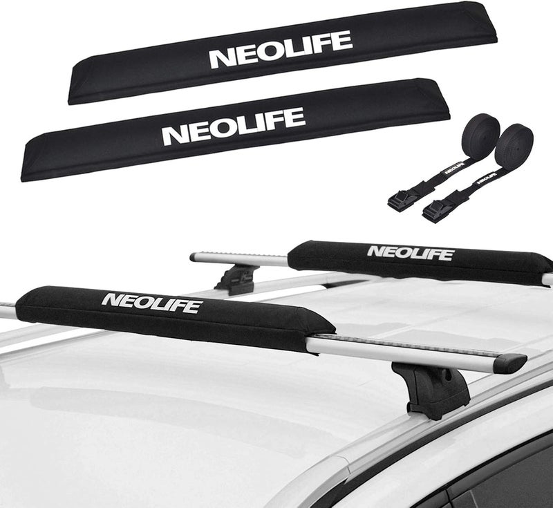 WONITAGO Soft Roof Rack Pads with Two 15 Ft Tie Down Straps for Surfboard, SUP Paddleboard, Snowboard, 28/34inch (Pair) - Image 1