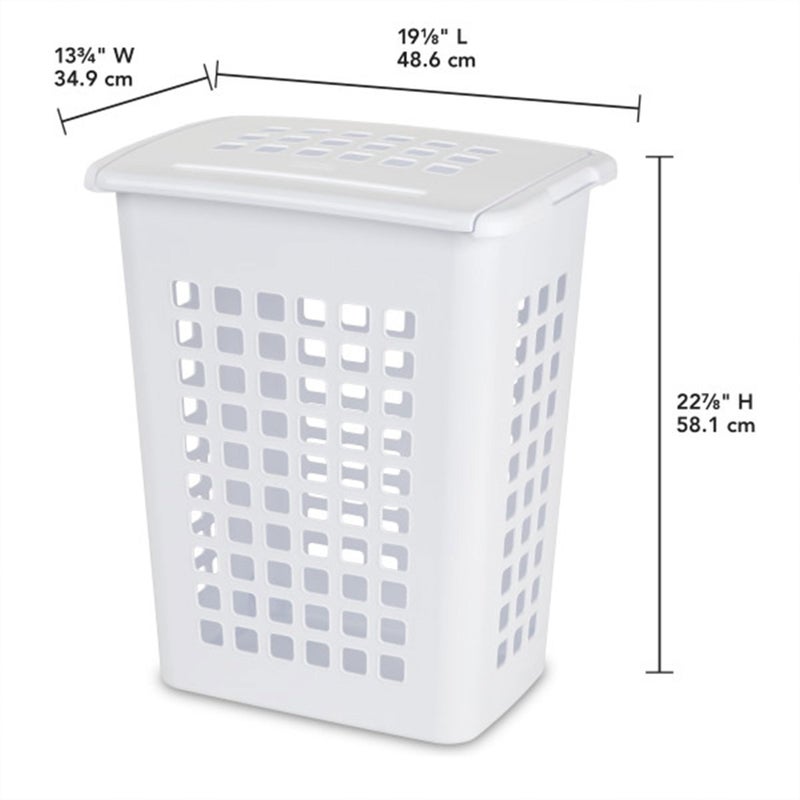 Sterilite 4-Pack LiftTop, Laundry Hamper for Clothes, Tall and Rectangular Plastic Basket with Lid, White - Large and Portable Storage Bin for Clothing and Towels - Ideal for Bathroom and Bedroom - Image 2