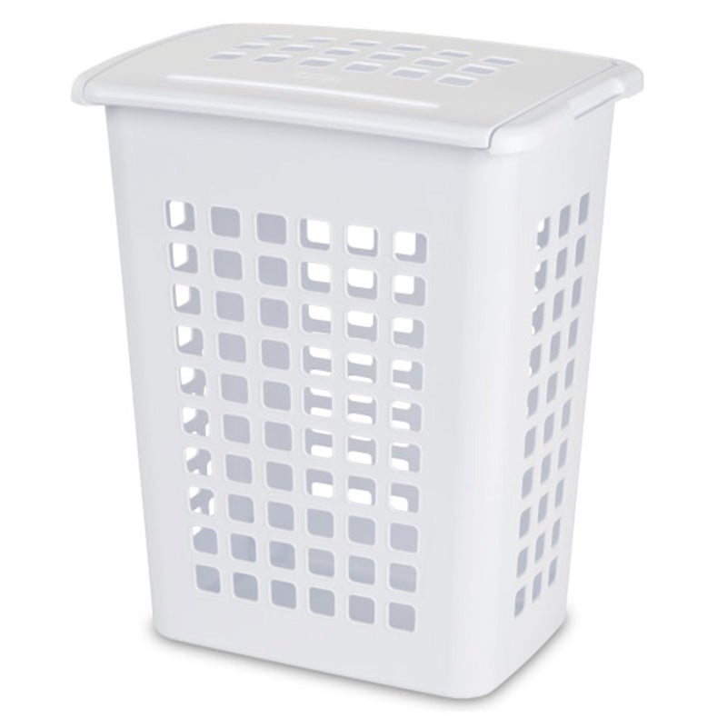 Sterilite 4-Pack LiftTop, Laundry Hamper for Clothes, Tall and Rectangular Plastic Basket with Lid, White - Large and Portable Storage Bin for Clothing and Towels - Ideal for Bathroom and Bedroom - Image 1