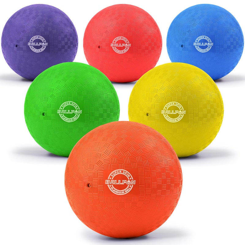 BallFUN Dodgeballs Playground Balls 85 Dodge Ball Set for Kids Adults Bouncing Kickballs Handball for Outdoor Indoor Games Includes Pump Mesh Storage Bag 856 Pack - Image 2