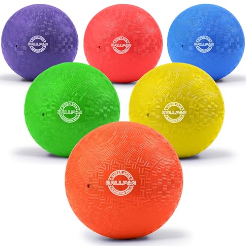 BallFUN Dodgeballs Playground Balls 85 Dodge Ball Set for Kids Adults Bouncing Kickballs Handball for Outdoor Indoor Games Includes Pump Mesh Storage Bag 856 Pack - Image 1