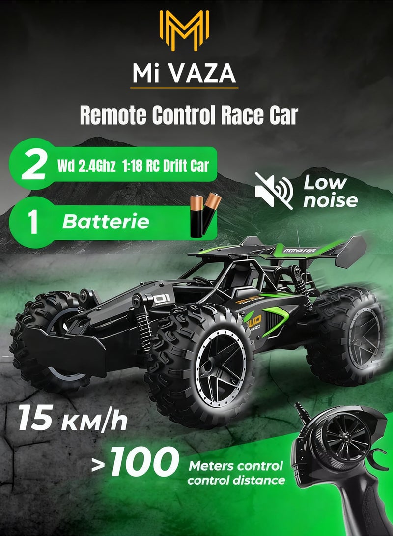 Mi VAZA Remote Control Race Car - 1:18 RC Drift Car - High Speed Vehicle Toy - 2WD, 2.4Ghz, 15KM/H , Rechargeable Battery, Suitable for Various Terrains - Kids Gifts - Image 1