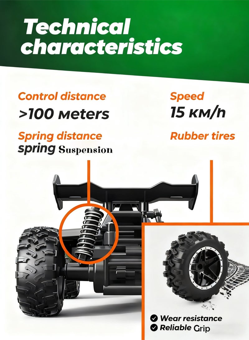 Mi VAZA Remote Control Race Car - 1:18 RC Drift Car - High Speed Vehicle Toy - 2WD, 2.4Ghz, 15KM/H , Rechargeable Battery, Suitable for Various Terrains - Kids Gifts - Image 3