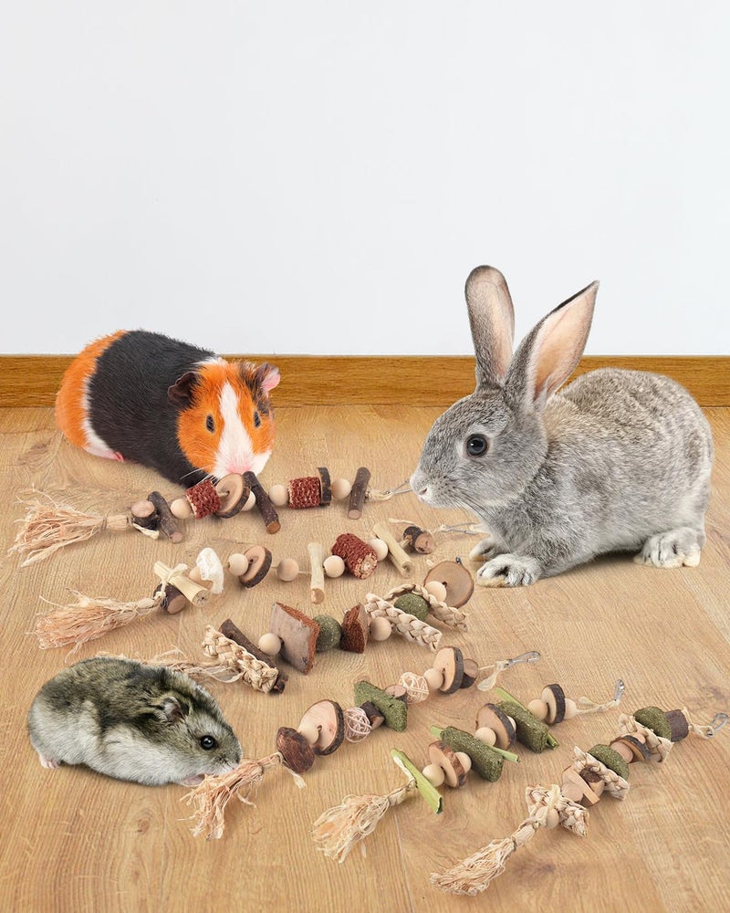 DBNESS 6PCS Bunny Chew Toys, Hamster Rabbit Cage Hanging Chew Toys, Natural Apple Wood Bunnies Treats, Improve Small Animal Teeth Health for Guinea Pig Chinchilla Ferret Rats Gerbil - Image 4