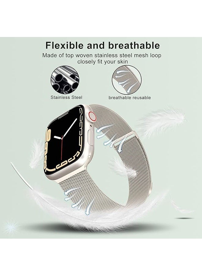 Stainless Steel Milanese Loop Band Compatible with Apple Watch Band, Replacement Band for iWatch Series 10/9/8/7/6/5/4/3/2/1, Ultra, SE, Ultra, Magnetic Wristband Bands Strap for 38/40/41mm - Image 3